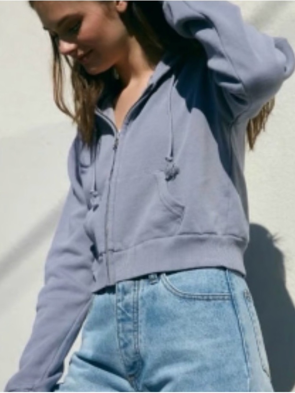 Brandy Melville Grey/Blue Zip-up Hoodie